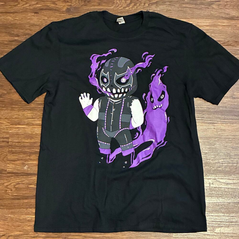 Evil Uno Chibi T-Shirt Large AEW Pro Wrestling Crate 2021‎ Rare